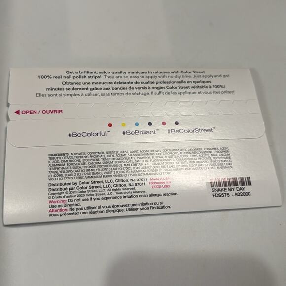 NWT Color Street Retired "Snake My Day" Green Black Snakeskin Nail Strips - Picture 3 of 5